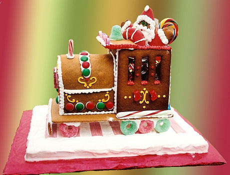 gingerbread train santa's engine santa train santas train Gingerbread House Candies Inside